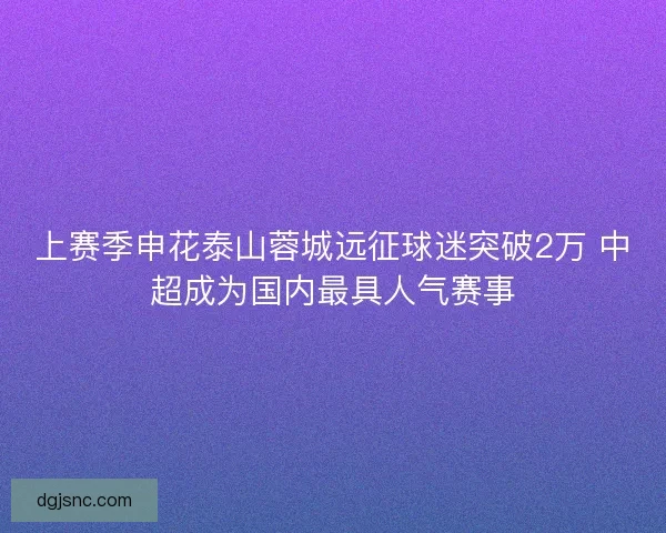 上赛季申花泰山蓉城远征球迷突破2万 中超成为国内最具人气赛事